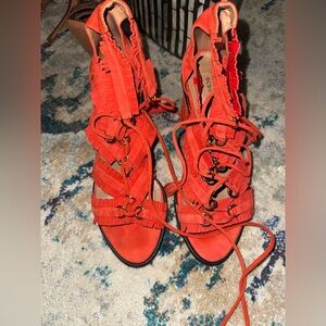 BCBGMaxAzria Women's Bold Red Lace-Up Boots